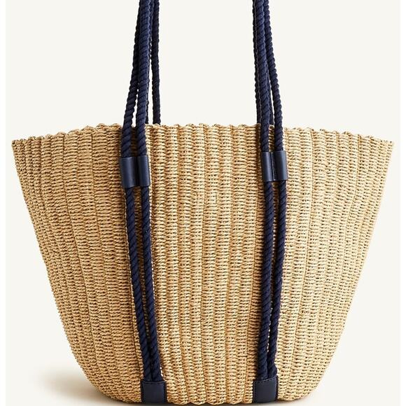 J. Crew Handbags - NWT J.Crew Woven Straw Market Tote – Rope Handles, One Size